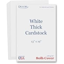 13" x 19" Cardstock Sheets For Inkjet or Laser Printers - Heavy 80lb Cover Matte Finish White - Great for Flyers, Posters, Covers 50 Sheets