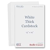 13' x 19' Cardstock Sheets For Inkjet or Laser Printers - Heavy 80lb Cover Matte Finish White - Great for Flyers, Posters, Covers (50 Sheets)