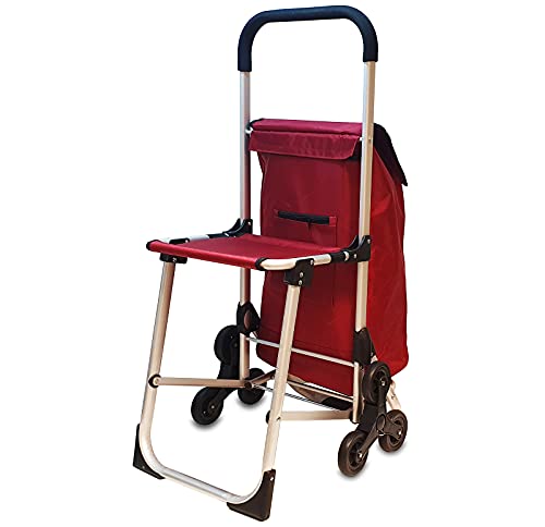 6-in-1 boodschappentrolley, trapklimmer, boodschappentrolley, inklapbaar, winkelwagentje, koeltas, stoel, trolley… - Image 4