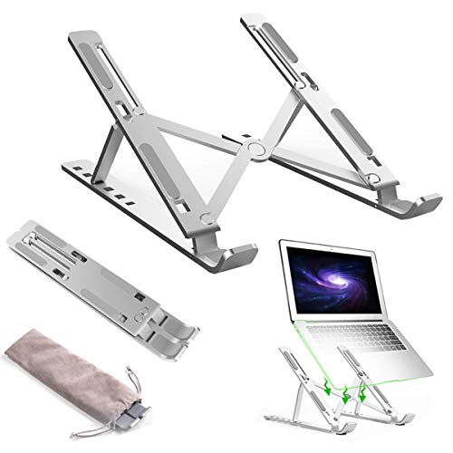 Laptop Stand,Adjustable Tablet Holder,Portable Aluminum Stand for Laptop,Computer and PC Rack,Ergonomic Stand for MacBook/iPad Pro/Large Cellphones with Heat Dissipation (Silver)