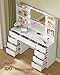 VASAGLE Kailyn Collection - Vanity Desk with Mirror and 9 LED Bulbs, Vanity Makeup Table with Power Outlets, Dressing Table with 9 Drawers, for Bedroom, Cloud White URDT141WB01S