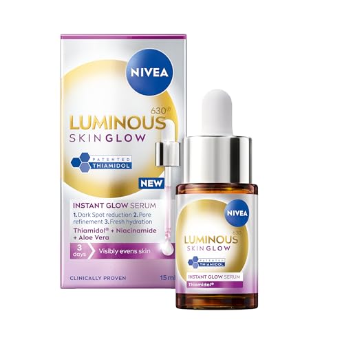NIVEA Luminous 630 Even Glow Serum with Thiamidol 15ml Serum for Face with Niacinamide and Aloe Vera Refines Pores and Hydrates for Clear and Glowing Skin