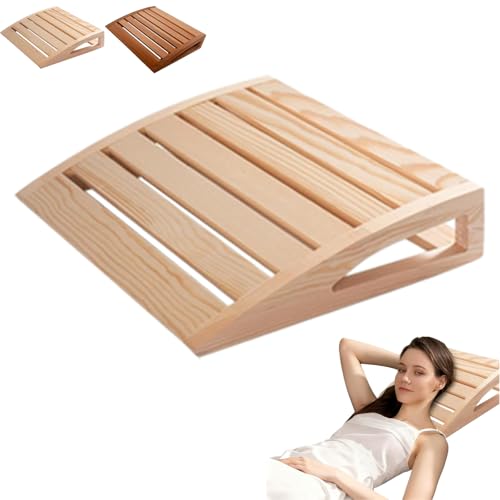 Poggiatesta per sauna fatto a mano, 38 x 31 cm, ergonomico, in legno massiccio, sollievo dal collo e circolazione dell'aria, per bagno di vapore e relax, delicato sulla pelle