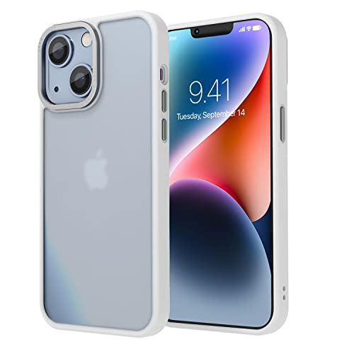 Image of Vaku Luxos Trans Armor for iPhone 14 Cover Case, 6 Feet Drop, Metal Ring Camera Protection, Shockproof, Scratch Resistant, Slim, Compatible with iPhone 14 Back Cover - White