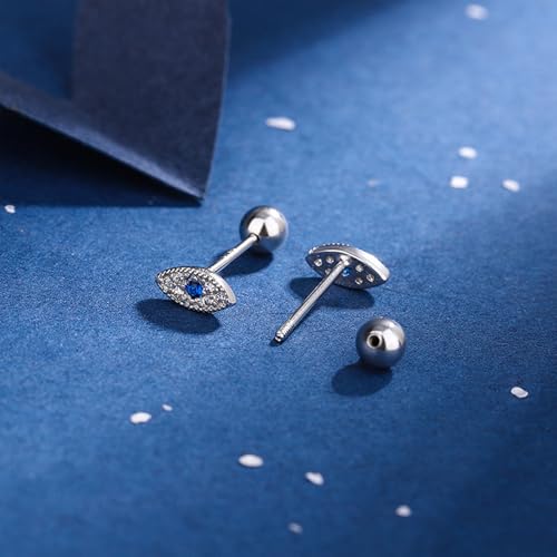 20G Tiny Evil Eye Stud Earrings for Women Silver Plated Hypoallergenic Cute Mini Small Screw Back Studs Cartilage Tragus Long Post Dainty Minimalist Jewelry Gifts2