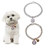 HACRAHO Necklace Chain Dog Collar, 2 Pieces Dog Chain Collar Necklace Chain Dog Collar with Bell and