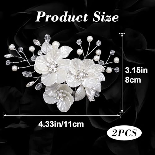 Pinzas para cabello con flores y perlas, 2 piezas miniatura 2
