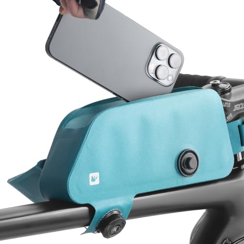Rhinowalk自転車フレームバッグバイクトップチューブバッグ防水安定膝のないタッチデザインマウンテンロードバイクブラックブルー用スマートフォンケース