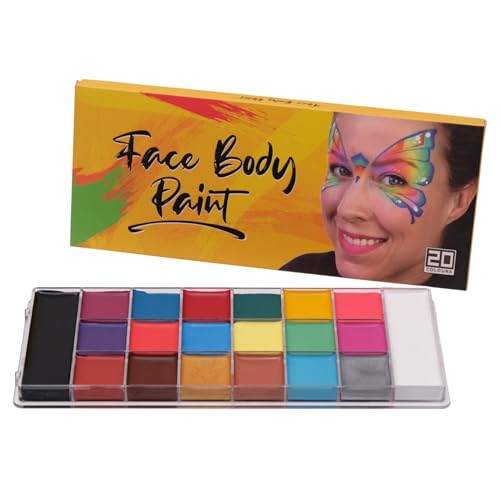 Image of Store2508 20 Colour Face and Body Paint Palette Oil Based Safe Non-Toxic Long Lasting Smooth Cream Makeup for Halloween Cosplay Festival SFX Art Kids and Adults