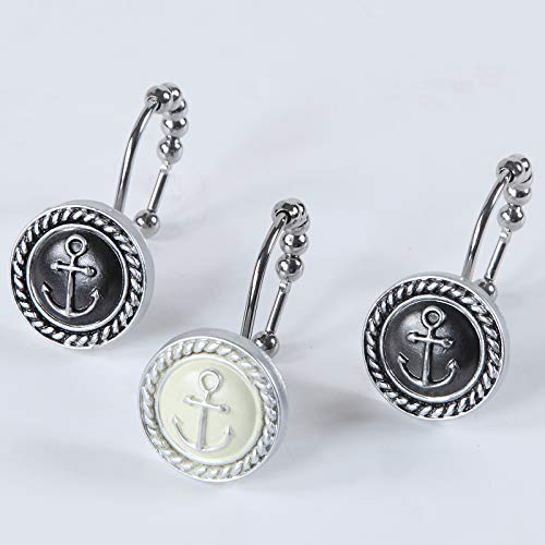 SDLIVING Luftfahrt-Duschvorhanghaken, Badezimmer-Vorhanghaken, dekorative Meer-Haken für Duschvorhänge, 12 Stück Cover