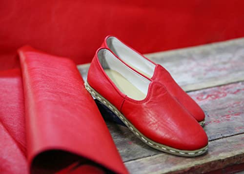 Authentic 100% Handmade Genuine Leather Women's Turkish Carik Slippers - Lightweight - Breathable (7.5, Black)3