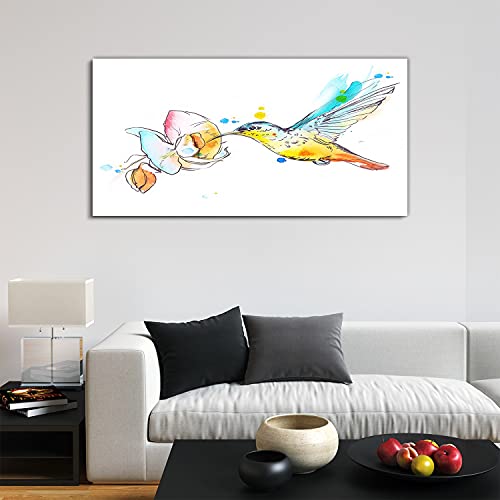 Tableau oiseau colibri acrylique 120x60cm pour masquer un grand mur vide