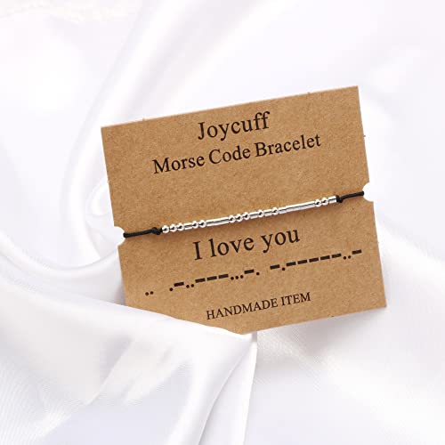 Joycuff Funny Gifts For Daughter From Mom Dad Morse Code Bracelets For Girls Teens Silver Beads Jewelry For Daughter's Birthday Valentine's Day Gift From Father Graduation Gifts Unique Charm #TOP4