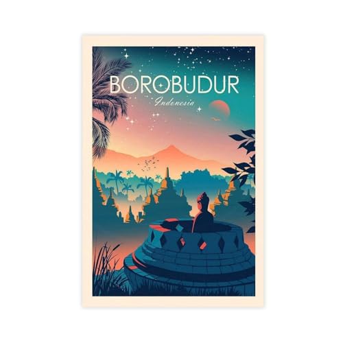 Toile Borobudur tableau deco zen pour une atmosphere sereine QOGDAF