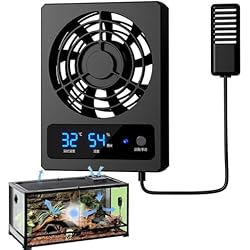 Ventilador Terrario MYNCBD Abanico de Reptiles - Medidor de Humedad Inteligente para Reptiles con Pantalla LED | Ventilador de refrigeración eficiente, Ventilador de ventilación Duradero para Serpientes, terrario