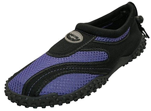 Easy USA Womens Aqua Wave Water Shoes (7, Black/Purple)