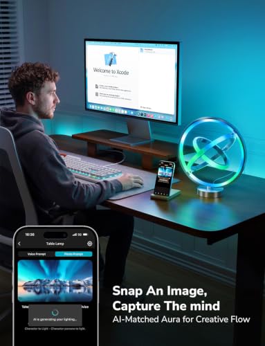 Image of Lepro TB1 AI Smart Table Lamp, RGB+IC Addressable Color Changing Desk Light Alexa Google Home Enable, Music Sync, DIY Endless Scenes, APP Control Cool LED Lamp for Room Decor Ambient Lighting, 2.4 GHz