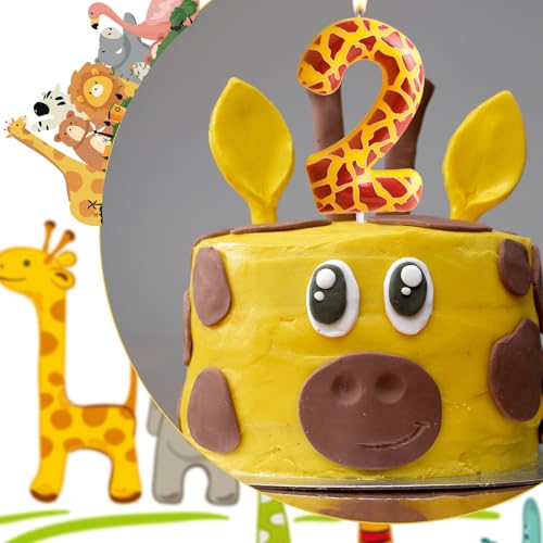 Funcandle Giraffe Birthday Candles Number 1, Realistic Giraffe Printing Birthday Number Candles,Jungle Animals Themed Candle Cake Boys And Girls Anniversary Party Supplies thumb #4