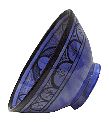 Treasures Of Morocco Ceramic Bowls Moroccan Handmade Serving Piece With Vivid Colors 8 Inches In Diameter Royal Blue thumb #3