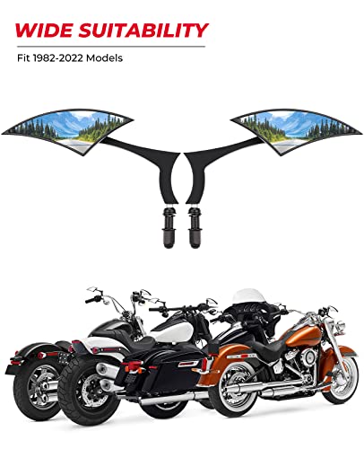 Kemimoto Black Spear Blade Mirrors Motorcycle Rear View Mirrors 1 Pair Sportster Side Mirrors For Street Glide Electra Glide Softail Dyna 1982-2019 2020 2021 2022 2023 #TOP2