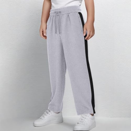 Beessbest Wide Leg Sweatpants for Kids Unisex Cotton Baggy High Waist Joggers Casual Workout Athletic Sweat Pants 5-16Y3