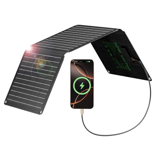 LIONSHEE 30W Solarpanel Faltbar mit 3 Ports (USB-C+USB-A+DC), IP67 Wasserdichtes Tragbares Solar-Ladegerät, Handy Solar Panel Im Freien, Camping Ladegerät für Smartphone, Mobile Powerbank und mehr LIONSHEE 30W Solarpanel Faltbar mit 3 Ports (USB-C+USB-A+DC), IP67 Wasserdichtes Tragbares Solar-Ladegerät, Handy Solar Panel Im Freien, Camping Ladegerät für Smartphone, Mobile Powerbank und mehr