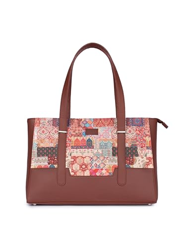 Image of ZOUK Handcrafted Vegan Leather Travel Tote Bag for Women with Multiple Compartments | Spacious Water-Resistant Shoulder Bag for Travel, Vacation, Day Trips |
