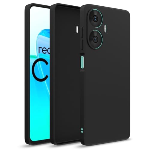 Image of Outlouders Back Cover for Realme Narzo N55 / Realme C55 | Camera Protection | Durable Soft Matte Silicone Bumper Case (Black)