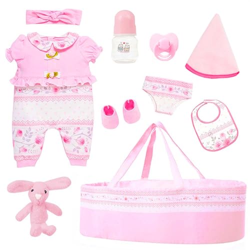Accessoires pour poupées 45 cm : kit 10 pièces avec vêtements et biberon