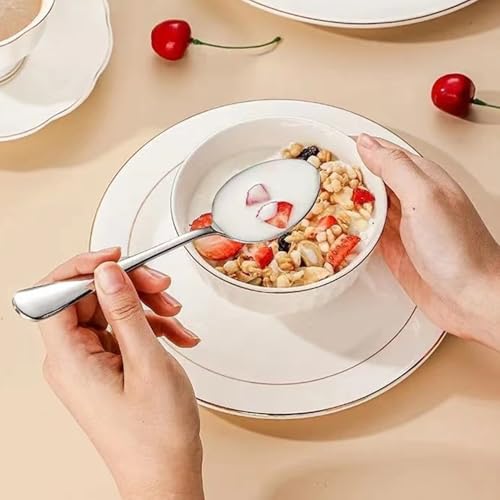 Tiokin Lot de 6 cuillères à soupe en acier inoxydable de 20,5 cm - Cuillères à dessert - Passe au lave-vaisselle – vue 6