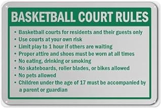 Basketball Court Rules Sign Aluminum Tin Warning Signs For Home Outdoor Garden 8x12 Inch
