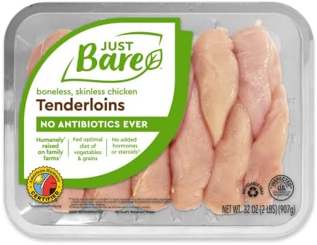 Just Bare® Natural Fresh Chicken Tenders | Family Pack | No Antibiotics Ever | Boneless | Skinless | 2.0 LB