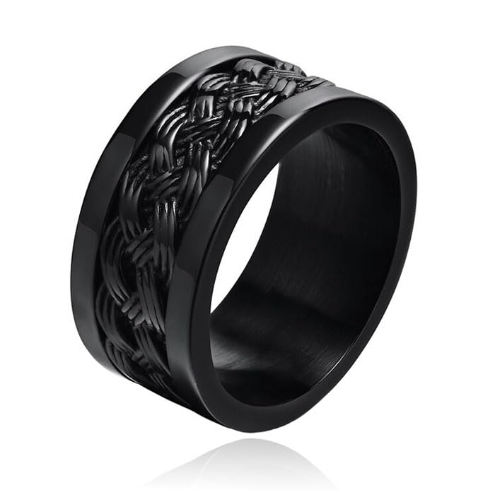Bracelet entrelacé pour hommes noirs - Bijou poignet métal 19mm sans pierres