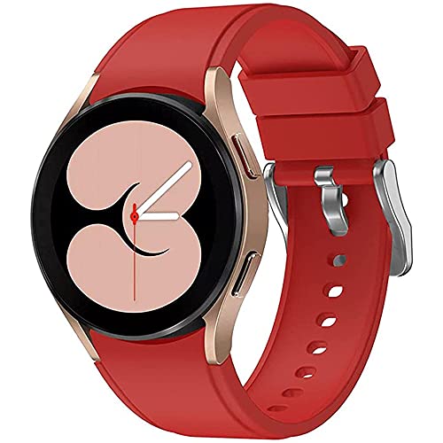 Leishouer 20mm Bracelets Compatible avec Samsung Galaxy Watch 4 40mm 42mm 44mm 46mm 3 41mm, Bande de Remplacement en Silicone Souple Sport Strap pour Galaxy Watch 42mm Active 2 40mm 44mm, Rouge Cover