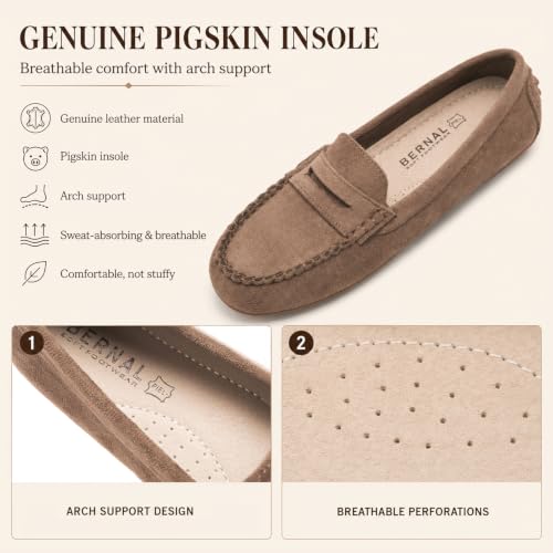 Image of Bernal Women's Non-Slip Penny Loafers - All-Day Comfort Flat Driving Shoes for Work Office & Casual Walking