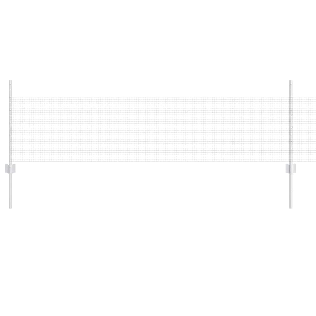 Outdoor Garden Fence Panel with Posts Silver 0.5 x 10 m Steel Roll Privacy Screen Set for Patio Terrace Yard Boundary