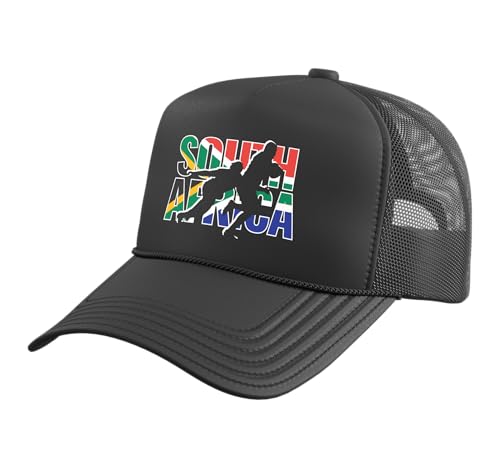 2021 South Africa Rugby Jersey Supporter Fans Kit Springboks Trucker Hat with Adjustable Mesh Back, Black