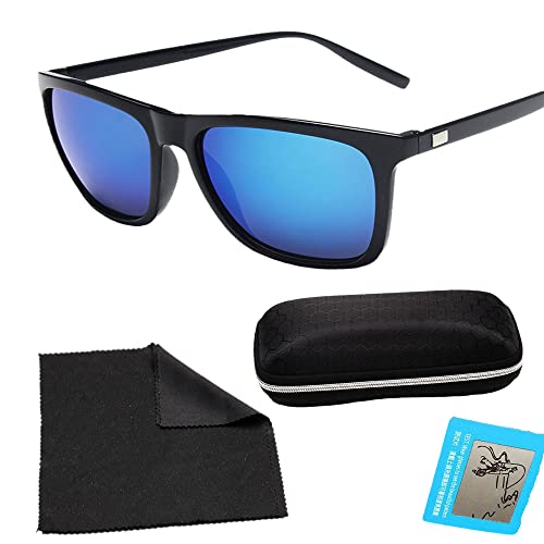YSWG 2022 Aluminum Magnesium Men Polarized Sunglasses, Al-Mg Metal Frame Lightweight HD Polarized Protection (BLACK-BLUE)