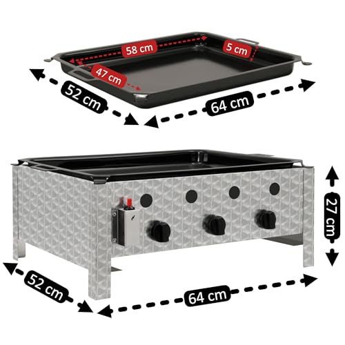 Foto von BBQ-Toro Edelstahl Gastrobräter | 3-flammig | 64 x 52 x 27 cm | Gastrogasgrill, Wurstbrater, Tisch Grill | Gastrogrill, Tischgasgrill, Gastischgrill, Bräter für Tisch & Gastronomie