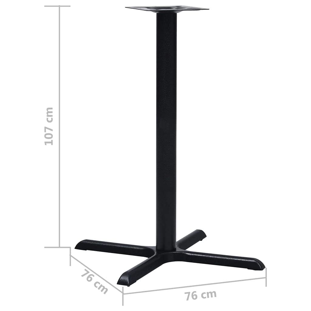 Gamba di Sostegno in Ghisa per Tavolo da Bar, Design Industriale Robusto, Nero, Dimensioni 76x76x107 cm, Montaggio Semplice con Fori sulla Piastra, Struttura