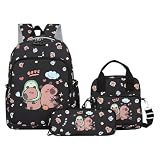 Capybara-Rucksack-Set – Cartoon-Büchertaschen-Aufbewahrung, niedlich, Mädchen, Kinder...