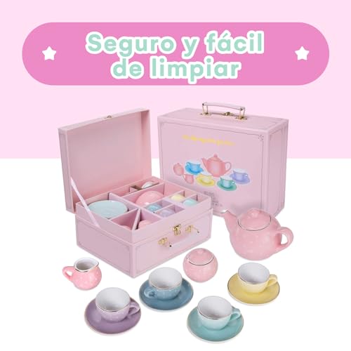 Jewelkeeper D1202 Tea Set For Little Girls 13 Pcs Porcelain Tea Set thumb #4