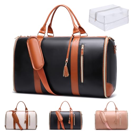 Travelher Foldable Clothing Bag, Tashlo Travel Carry Bag, Foldable Clothing Travel Bag for Women with Shoes Compartment and Wet Pocket (Black)