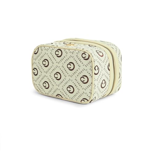 Image of Caprese Florida Small Vanity Bag for Women | Elegant & Classic Design with Spacious Storage for Jewelry, Makeup, Necklaces, Rings & More | Perfect for Travel & Special Occasions (Beige)