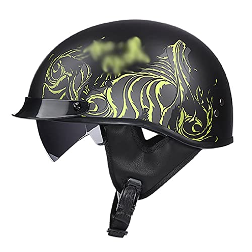 Dlpackj Motorcycle Half Helmet, Adults Fashion Half Face Helmet With Sun Visor, Dot Approved Vintage Open Face Helmet Cap For Street Bike Scooter Cruiser Chopper Atv (Color : D, Size : L) #TOP14
