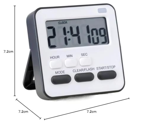 Image of Digital Kitchen Timer & Stopwatch, Large Digit Countdown, Loud Alarm Clock with Back Magnetic Retractable Stand for Cooking,Baking, Study Table, Office, Gym, Athlete and Student Accessories
