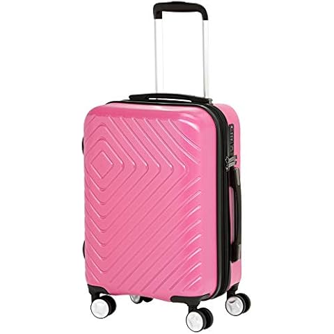Amazon Basics Geometric Travel Luggage - Pink Cover