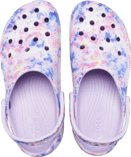 Chinelos Crocs Classic Platform TieDye Graph adulto-unissex, Lavender/Multi, 37