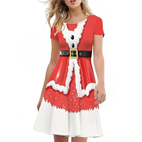 Image of AFPANQZ Womens Casual Summer Lightweight Vintage Dress Short Sleeve Midi Dress Knee-Long Luxury Formal Dress