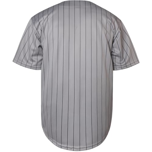 Camiseta de béisbol gris a rayas, manga corta con botones, para deporte y uso casual miniatura 4